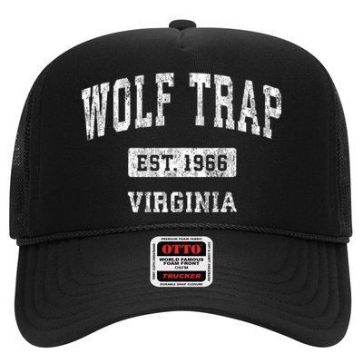 Wolf Trap Virginia Va Vintage Established Sports Design Red Design Trucker Hat