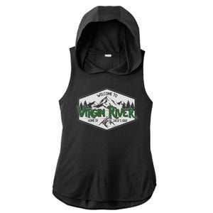 Welcome To Virgin River Home Of Jack's Bar Ladies PosiCharge Tri-Blend Wicking Draft Hoodie Tank