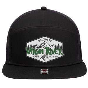 Welcome To Virgin River Home Of Jack's Bar 7 Panel Mesh Trucker Snapback Hat