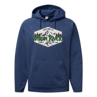 Welcome To Virgin River Home Of Jack's Bar Performance Fleece Hoodie