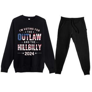 Women Trump Vance 2024 Im Voting For The Outlaw And The Hillbilly Gift Premium Crewneck Sweatsuit Set