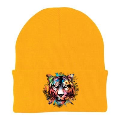 Watercolor Tiger Knit Cap Winter Beanie