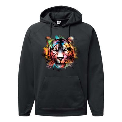 Watercolor Tiger Performance Fleece Hoodie