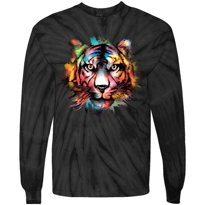 Watercolor Tiger Tie-Dye Long Sleeve Shirt