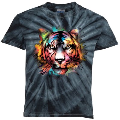 Watercolor Tiger Kids Tie-Dye T-Shirt