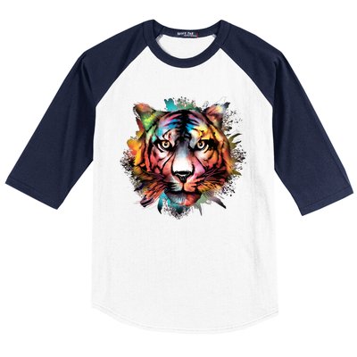 Watercolor Tiger Baseball Sleeve Shirt