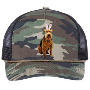 Welsh Terrier Wearing Easter Bunny Ears Dog Retro Rope Trucker Hat Cap