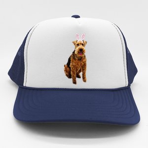 Welsh Terrier Wearing Easter Bunny Ears Dog Trucker Hat