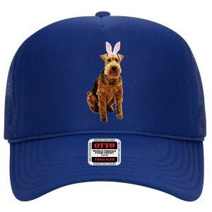 Welsh Terrier Wearing Easter Bunny Ears Dog High Crown Mesh Back Trucker Hat