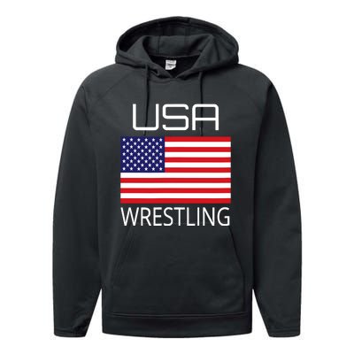 Wrestling Team Wrestle Usa American Flag Wrestler Coach Gift Performance Fleece Hoodie