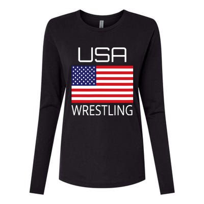 Wrestling Team Wrestle Usa American Flag Wrestler Coach Gift Womens Cotton Relaxed Long Sleeve T-Shirt