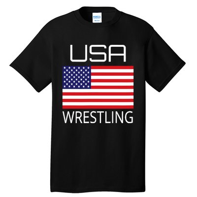 Wrestling Team Wrestle Usa American Flag Wrestler Coach Gift Tall T-Shirt