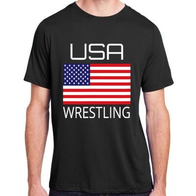 Wrestling Team Wrestle Usa American Flag Wrestler Coach Gift Adult ChromaSoft Performance T-Shirt