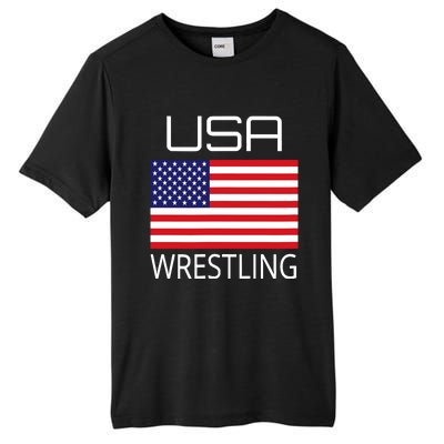 Wrestling Team Wrestle Usa American Flag Wrestler Coach Gift Tall Fusion ChromaSoft Performance T-Shirt