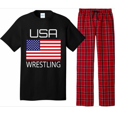 Wrestling Team Wrestle Usa American Flag Wrestler Coach Gift Pajama Set