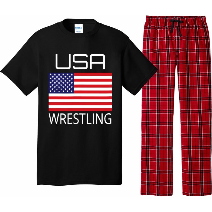 Wrestling Team Wrestle Usa American Flag Wrestler Coach Gift Pajama Set