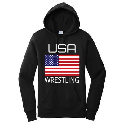 Wrestling Team Wrestle Usa American Flag Wrestler Coach Gift Women's Pullover Hoodie