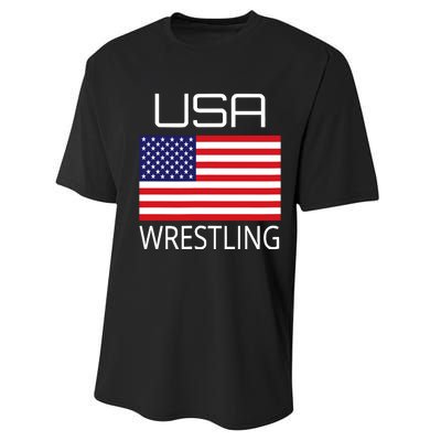 Wrestling Team Wrestle Usa American Flag Wrestler Coach Gift Performance Sprint T-Shirt