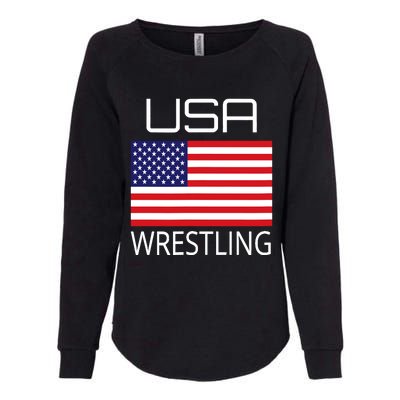 Wrestling Team Wrestle Usa American Flag Wrestler Coach Gift Womens California Wash Sweatshirt