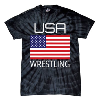 Wrestling Team Wrestle Usa American Flag Wrestler Coach Gift Tie-Dye T-Shirt