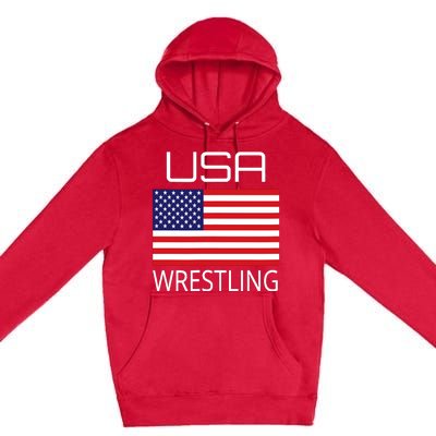 Wrestling Team Wrestle Usa American Flag Wrestler Coach Gift Premium Pullover Hoodie