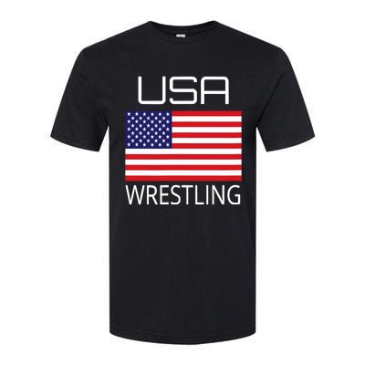 Wrestling Team Wrestle Usa American Flag Wrestler Coach Gift Softstyle® CVC T-Shirt