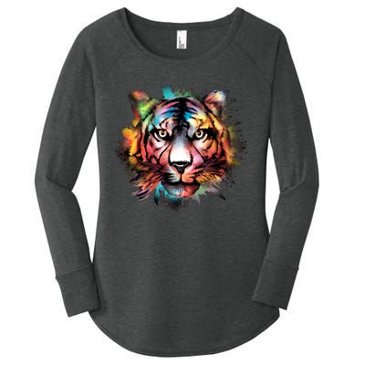 Watercolor Tiger Women's Perfect Tri Tunic Long Sleeve Shirt