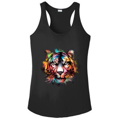 Watercolor Tiger Ladies PosiCharge Competitor Racerback Tank