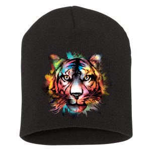 Watercolor Tiger Short Acrylic Beanie