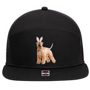 Wheaten Terrier Wearing Easter Bunny Ears Dog 7 Panel Mesh Trucker Snapback Hat