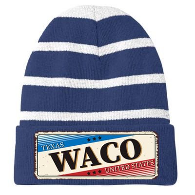 Waco Texas Striped Beanie with Solid Band