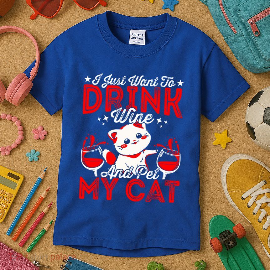 Want To Wine Tasting Cat Lover Wine Taster Gift Kids T-Shirt