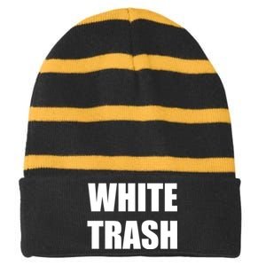 White Trash Striped Beanie with Solid Band