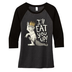 Where The Wild Things Are Eat You Up Women's Tri-Blend 3/4-Sleeve Raglan Shirt