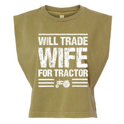 Will Trade Wife For Tractor Funny Farmer Farming Gag Outfit Garment-Dyed Women's Muscle Tee