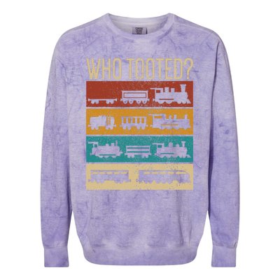 Who Tooted Wagon Train Lover Model Railroad Conductor Colorblast Crewneck Sweatshirt