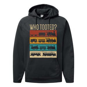 Who Tooted Wagon Train Lover Model Railroad Conductor Performance Fleece Hoodie