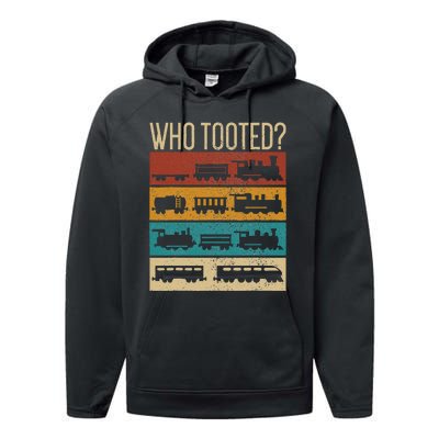 Who Tooted Wagon Train Lover Model Railroad Conductor Performance Fleece Hoodie