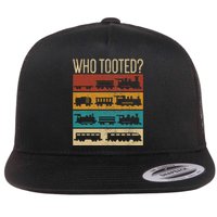 Who Tooted Wagon Train Lover Model Railroad Conductor Flat Bill Trucker Hat