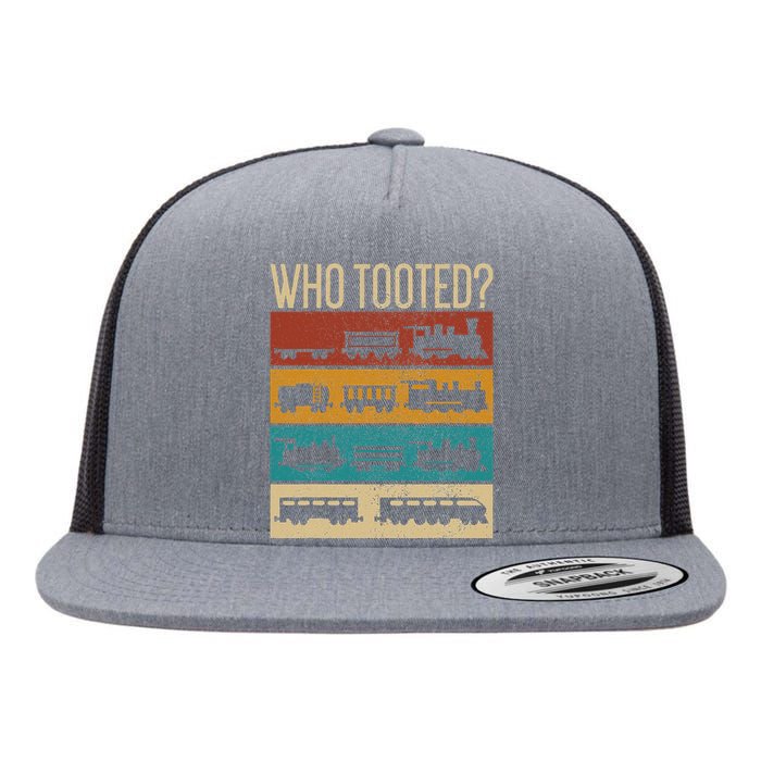 Who Tooted Wagon Train Lover Model Railroad Conductor Flat Bill Trucker Hat