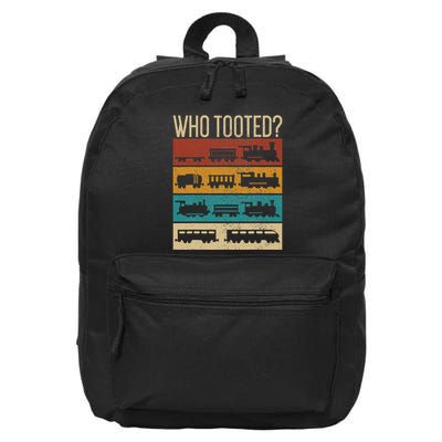 Who Tooted Wagon Train Lover Model Railroad Conductor 16 in Basic Backpack