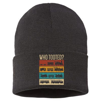 Who Tooted Wagon Train Lover Model Railroad Conductor Sustainable Knit Beanie