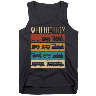 Who Tooted Wagon Train Lover Model Railroad Conductor Tank Top