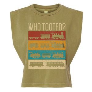 Who Tooted Wagon Train Lover Model Railroad Conductor Garment-Dyed Women's Muscle Tee