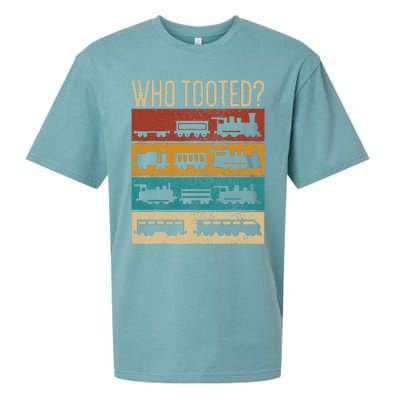 Who Tooted Wagon Train Lover Model Railroad Conductor Sueded Cloud Jersey T-Shirt