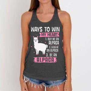 Ways To Win My Heart Be An Alpaca - I Love Alpacas Funny Women's Knotted Racerback Tank