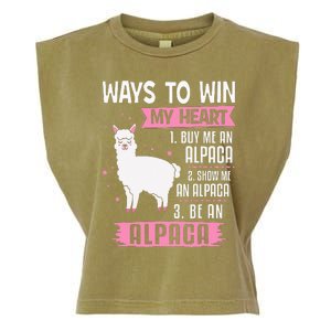 Ways To Win My Heart Be An Alpaca - I Love Alpacas Funny Garment-Dyed Women's Muscle Tee