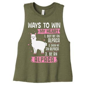 Ways To Win My Heart Be An Alpaca - I Love Alpacas Funny Women's Racerback Cropped Tank