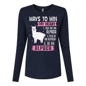 Ways To Win My Heart Be An Alpaca - I Love Alpacas Funny Womens Cotton Relaxed Long Sleeve T-Shirt