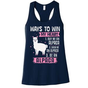 Ways To Win My Heart Be An Alpaca - I Love Alpacas Funny Women's Racerback Tank